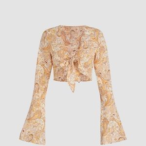 Bell Sleeve Patterned Crop top - Cider M